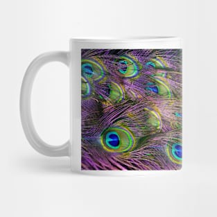 Green purple and blue peacock feather digital wallpaper Mug